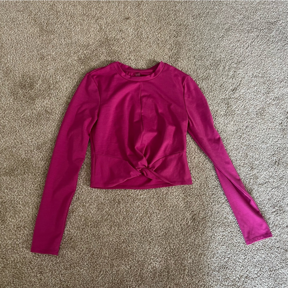 Beyond Yoga Ribbed Twist Front Crop Top Bright Beet Size Small - Picture 3 of 6